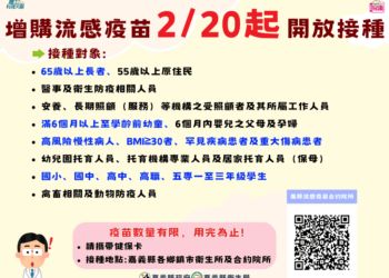 嘉義縣獲2040劑公費流感疫苗　20日起開放11類高風險族群接種